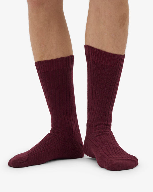 Men's Merino Wool Blend Crew Socks – Breathable Moisture-Wicking Knit, Reinforced Heel and Toe | Oxblood Red