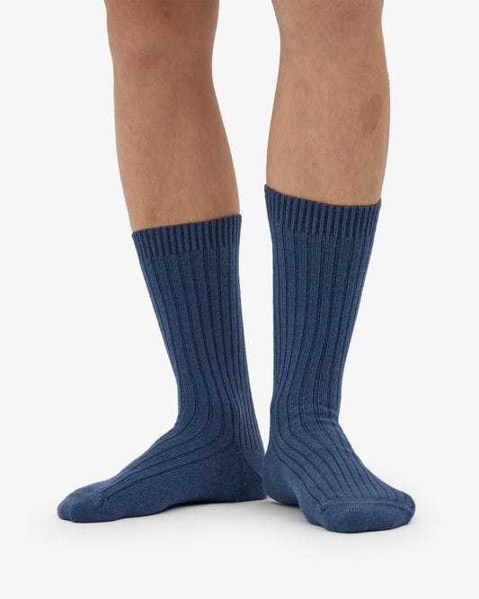 Men's Merino Wool Blend Crew Socks – Breathable Moisture-Wicking Knit, Reinforced Heel and Toe | Petrol Blue