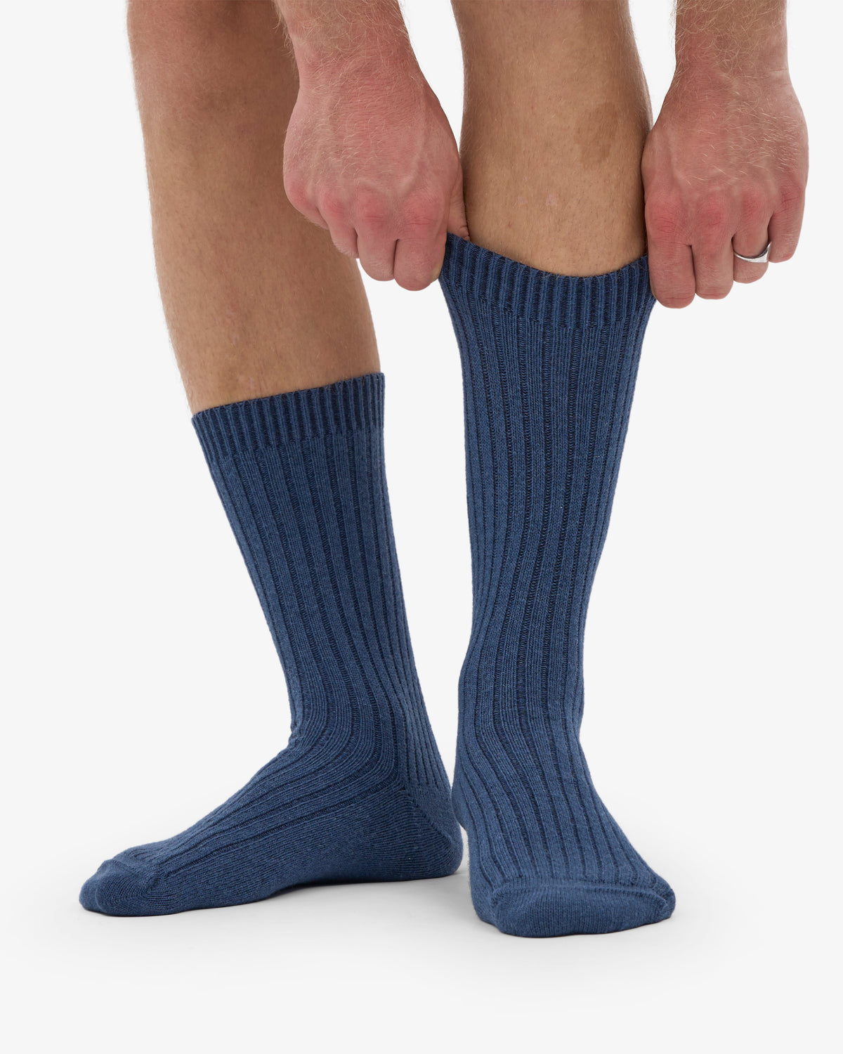 Men's Merino Wool Blend Crew Socks – Breathable Moisture-Wicking Knit, Reinforced Heel and Toe | Petrol Blue