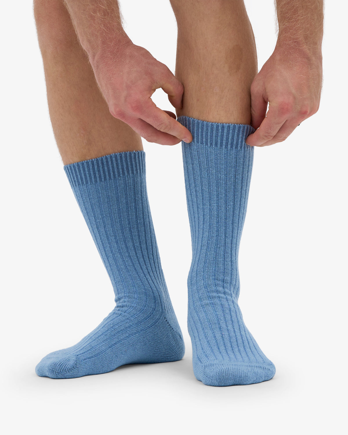 Men's Merino Wool Blend Crew Socks – Breathable Moisture-Wicking Knit, Reinforced Heel and Toe | Seaside Blue