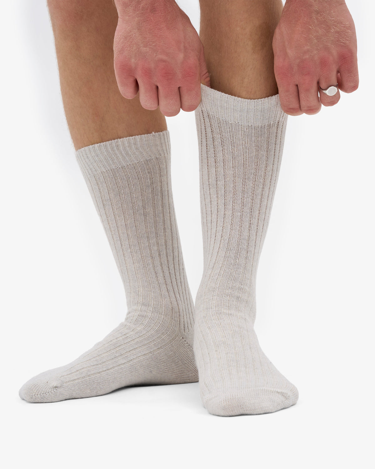 Men's Merino Wool Blend Crew Socks in Snow Melange – view 4