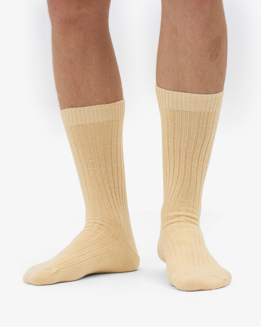 Men's Merino Wool Blend Crew Socks – Breathable Moisture-Wicking Knit, Reinforced Heel and Toe | Soft Yellow