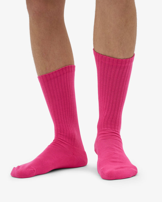 Men's Organic Cotton Active Crew Socks – Brushed Cushioned Sole, Reinforced Heel and Toe | Bubblegum Pink
