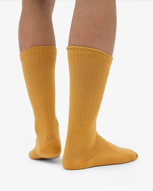 Men's Organic Cotton Active Crew Socks – Brushed Cushioned Sole, Reinforced Heel and Toe | Burned Yellow