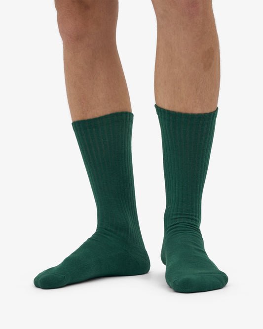 Men's Organic Cotton Active Crew Socks – Brushed Cushioned Sole, Reinforced Heel and Toe | Emerald Green