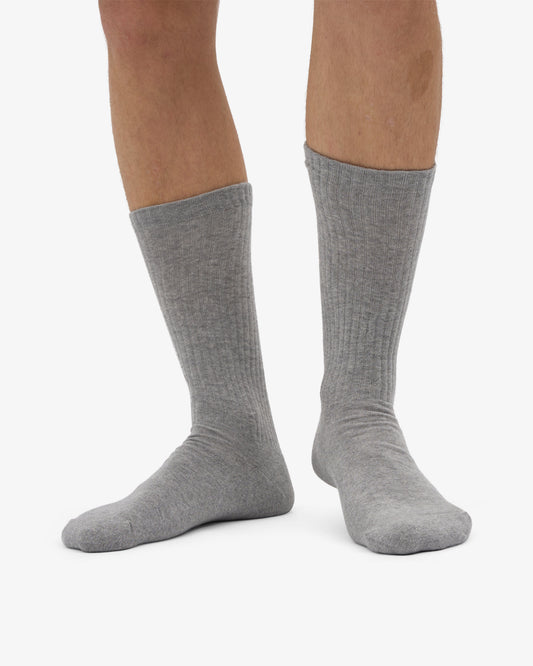 Men's Organic Cotton Active Crew Socks – Brushed Cushioned Sole, Reinforced Heel and Toe | Heather Grey