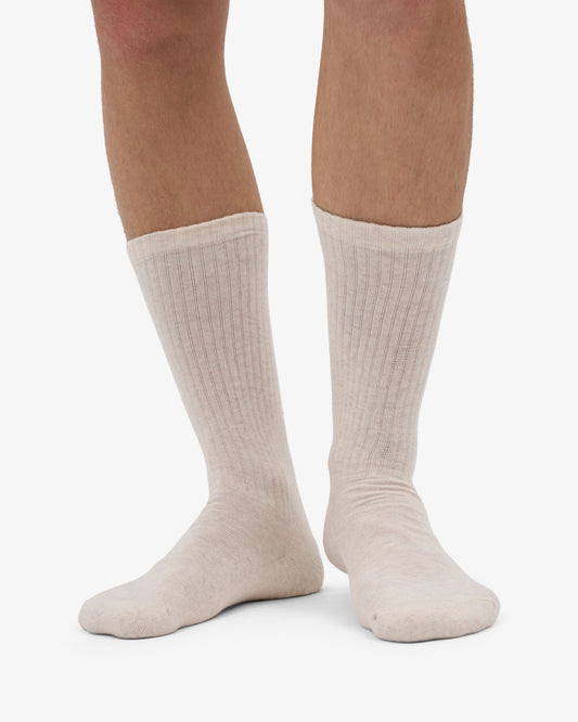 Men's Organic Cotton Active Crew Socks – Brushed Cushioned Sole, Reinforced Heel and Toe | Ivory White