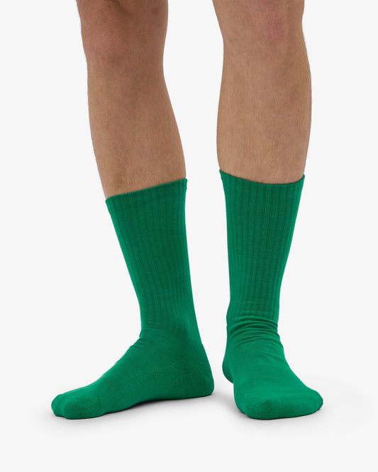 Men's Organic Cotton Active Crew Socks – Brushed Cushioned Sole, Reinforced Heel and Toe | Kelly Green