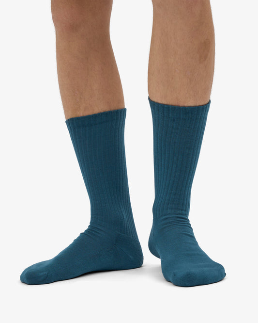 Men's Organic Cotton Active Crew Socks – Brushed Cushioned Sole, Reinforced Heel and Toe | Ocean Green