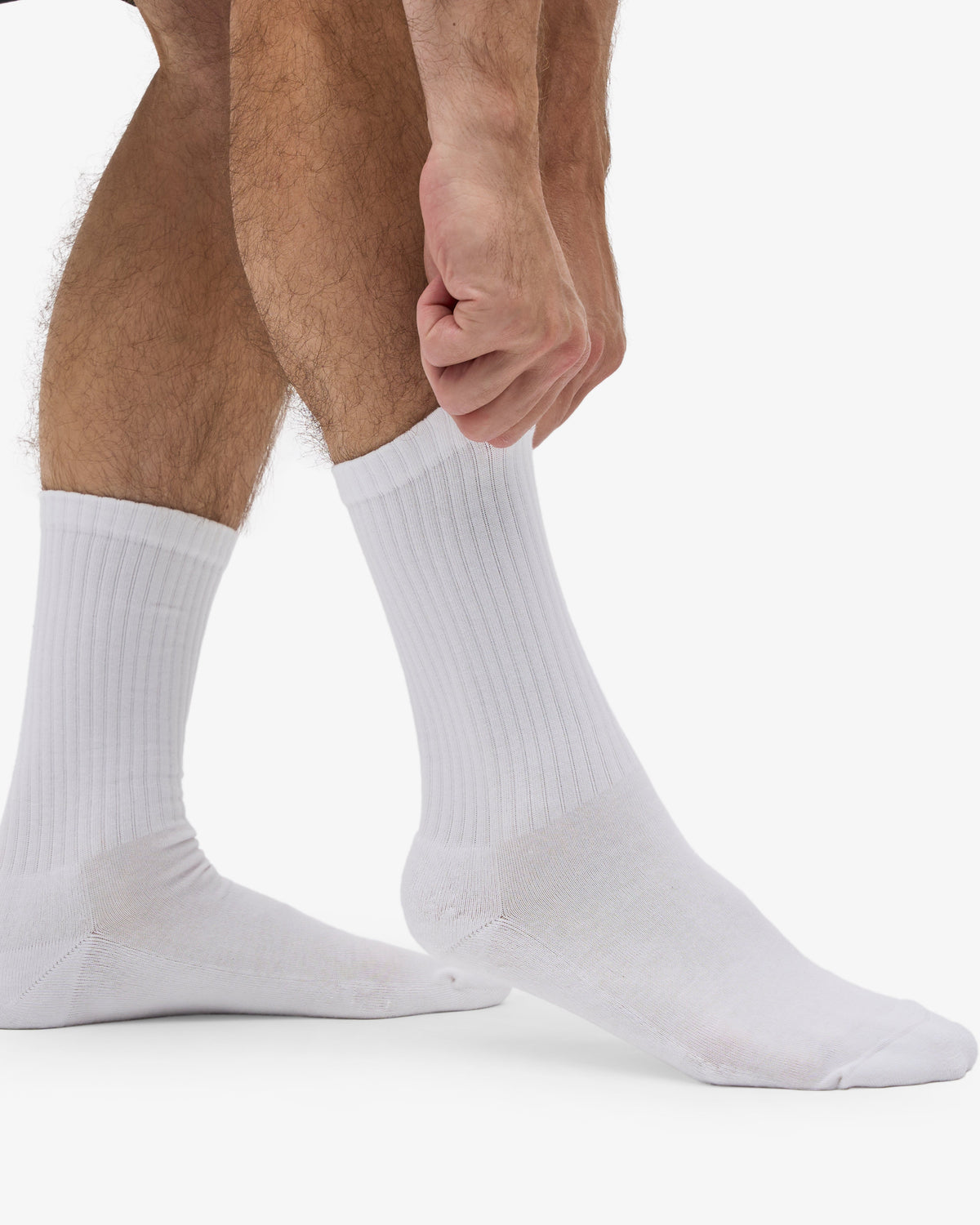 Men's Organic Cotton Active Crew Socks – Brushed Cushioned Sole, Reinforced Heel and Toe | Optical White