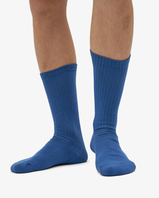 Men's Organic Cotton Active Crew Socks – Brushed Cushioned Sole, Reinforced Heel and Toe | Petrol Blue