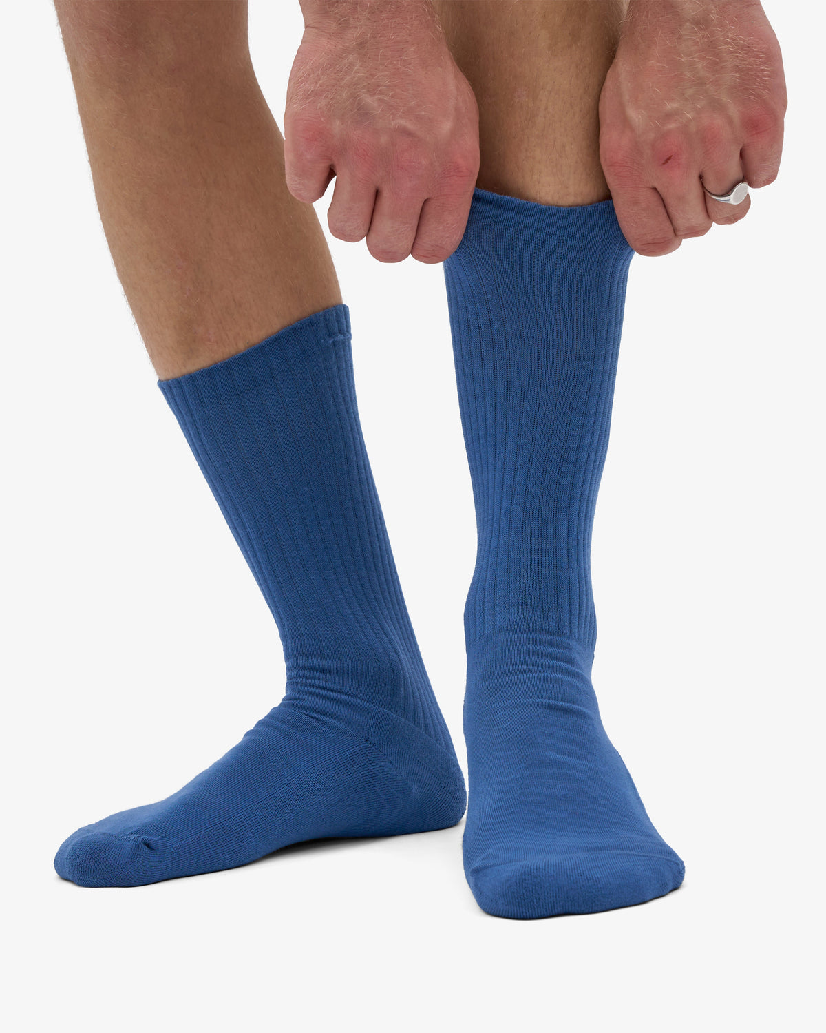 Men's Organic Cotton Active Crew Socks – Brushed Cushioned Sole, Reinforced Heel and Toe | Petrol Blue