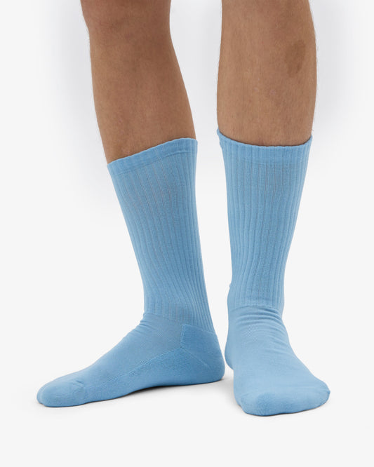 Men's Organic Cotton Active Crew Socks – Brushed Cushioned Sole, Reinforced Heel and Toe | Seaside Blue