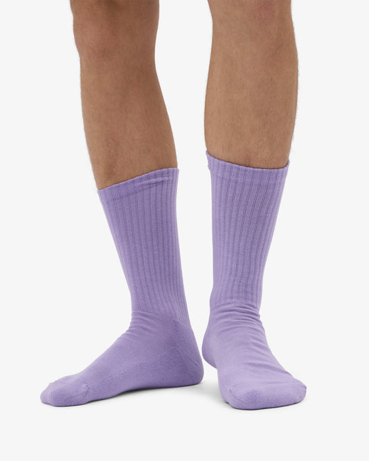 Men's Organic Cotton Active Crew Socks – Brushed Cushioned Sole, Reinforced Heel and Toe | Soft Lavender