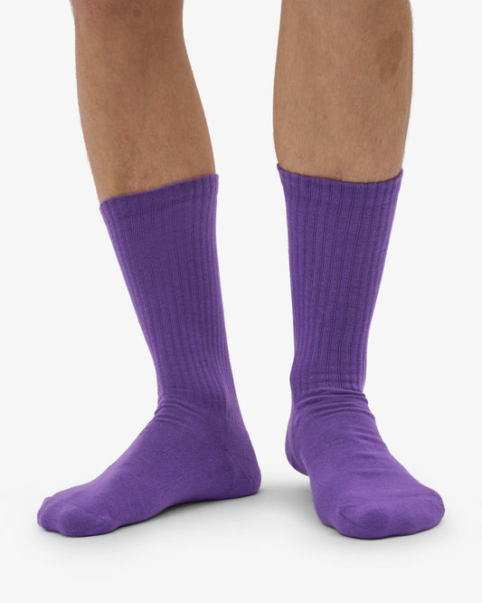 Men's Organic Cotton Active Crew Socks – Brushed Cushioned Sole, Reinforced Heel and Toe | Ultra Violet