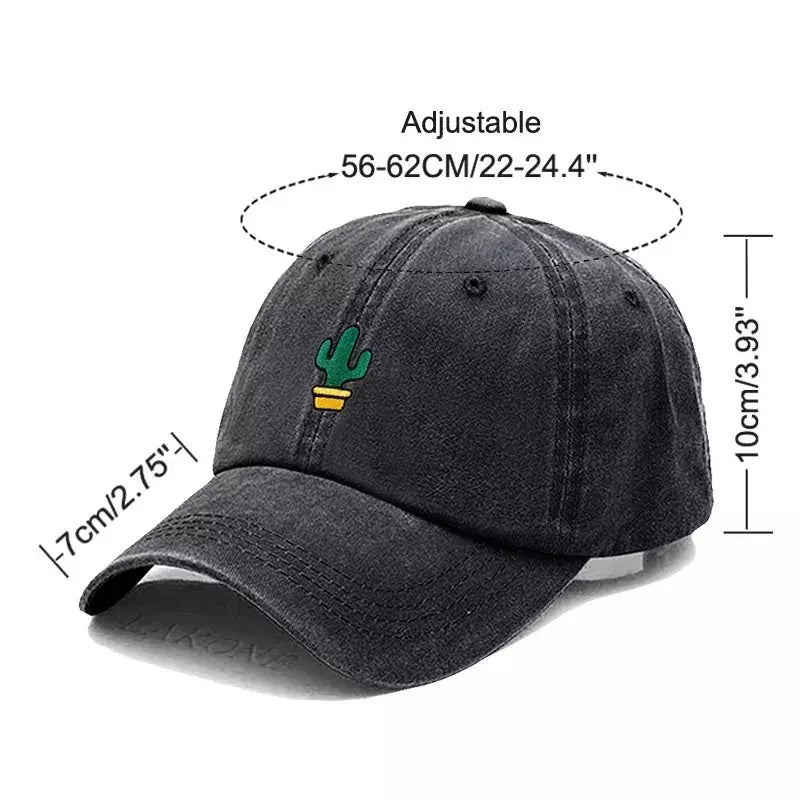 Cactus Men's Washed Cotton Baseball Cap – 100% Cotton, Washed Finish, Adjustable 56–62 cm Fit