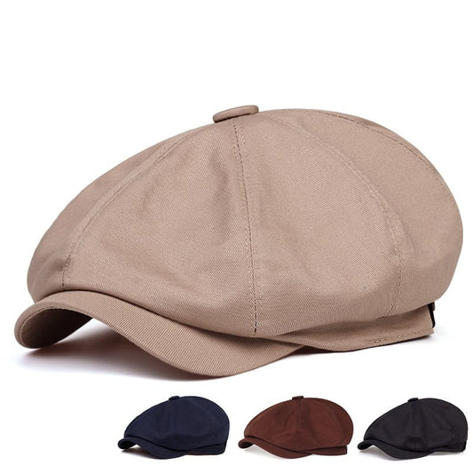 Cardiff Men's Classic Organic Cotton Newsboy Cap – Two Adjustable Sizes from 56 to 62 cm, Four Colours