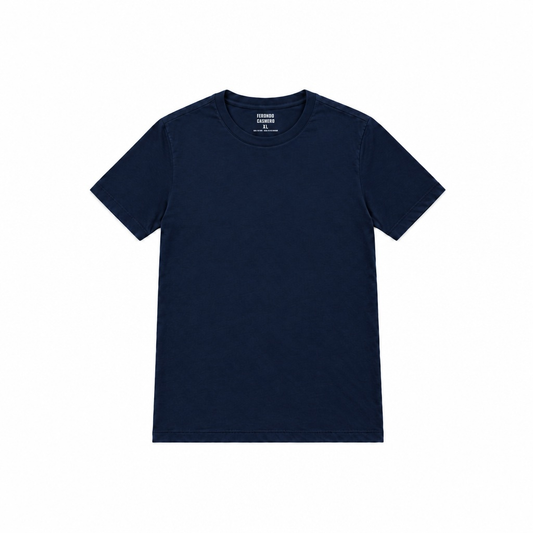 Men's Cotton Blend Crew Neck T-Shirt – Fitted Soft Jersey, Tagless Comfort, Sizes L to 6XL | Deep Blue