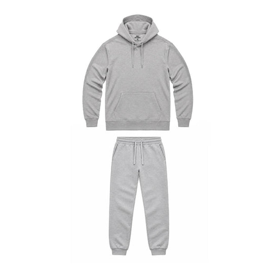 Men's Cotton Blend Hoodie and Joggers Set – Fitted Two-Piece Tracksuit, Heavyweight Cotton Blend | Sport Grey