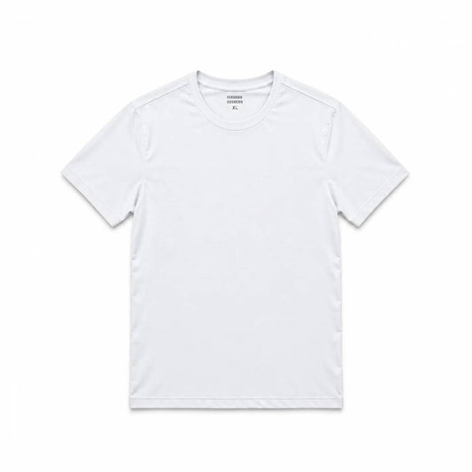 Men's Cotton Blend Crew Neck T-Shirt – Soft Ringspun Jersey, Fitted Cut, Printed Neck Label | White
