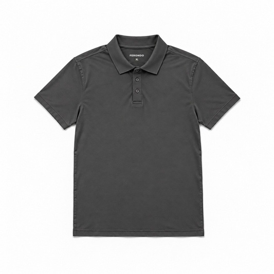 Men's Cotton Blend Jersey Polo Shirt – Soft Fitted Cut, Classic Side Seams, Short Sleeves | Carbon