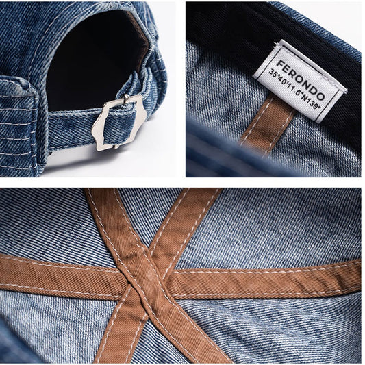 Men's Classic Denim Docker Cap – 100% Cotton Denim, Brimless Shape, Adjustable Fit | Blue