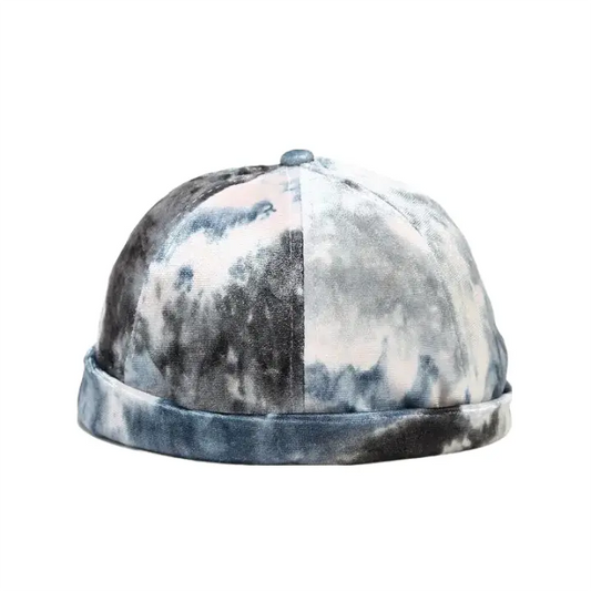 Men's Classic Tie-Dye Cotton Docker Cap – Two-Tone Tie-Dye Pattern, Brimless Shape, Adjustable Fit