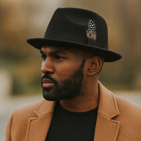 Men's Fedora Trilby Hat with Feather Accent – Lightweight Structured Crown, Classic Brim for Spring and Autumn
