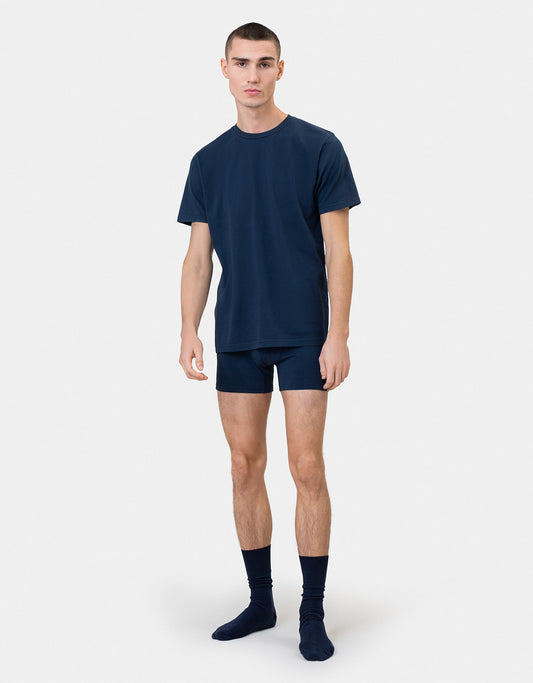 Men's Organic Cotton Boxer Briefs – Breathable Lightweight Stretch, Elasticated Waistband, Minimal Seams | Navy Blue