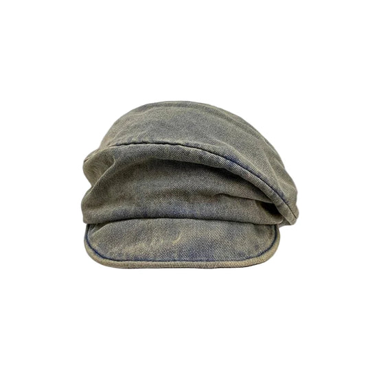 Claudette Men's Vintage Denim Newsboy Cap – 100% Cotton Denim, Elasticated 55–59 cm Fit | Grey