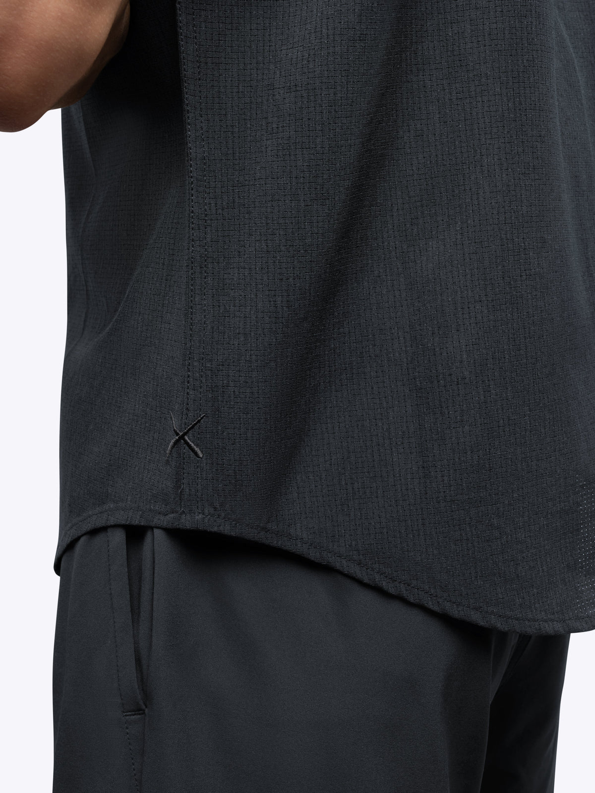 Crossover Men's Performance Button-Up Shirt – Breathable Micro-Perforated Fabric, Smart-Casual | Obsidian