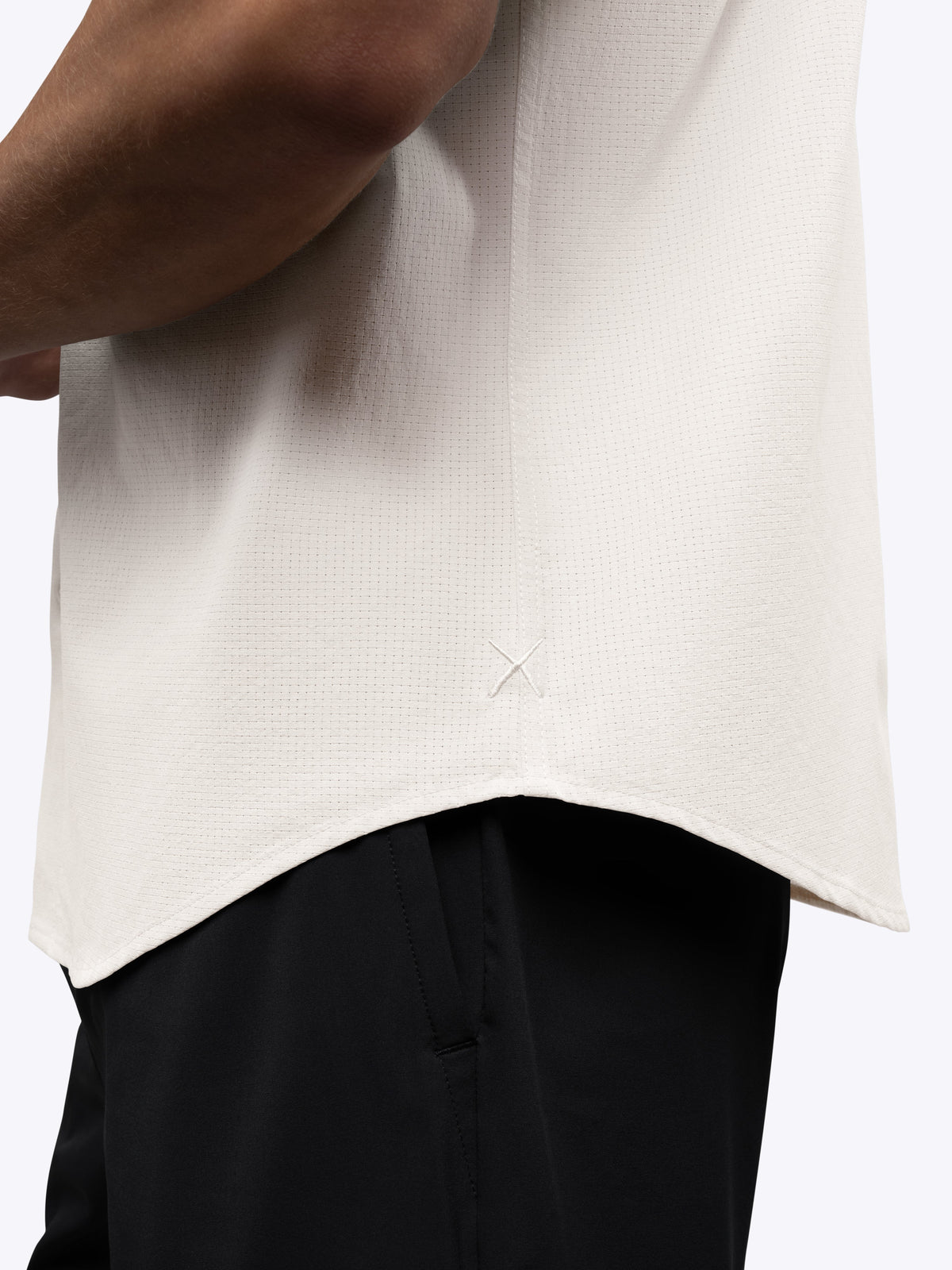 Men's Micro-Perforated Performance Button-Up Shirt in Bone – view 6