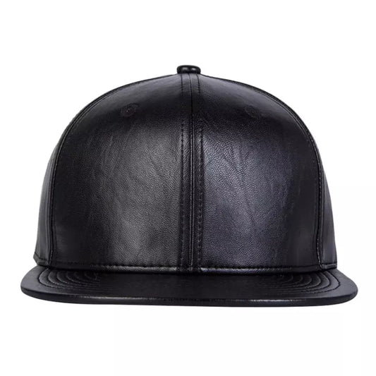 Daudet Men's Leather Snapback Baseball Cap – Sleek Leather Finish, Snapback Closure, 55–60 cm Fit | Black