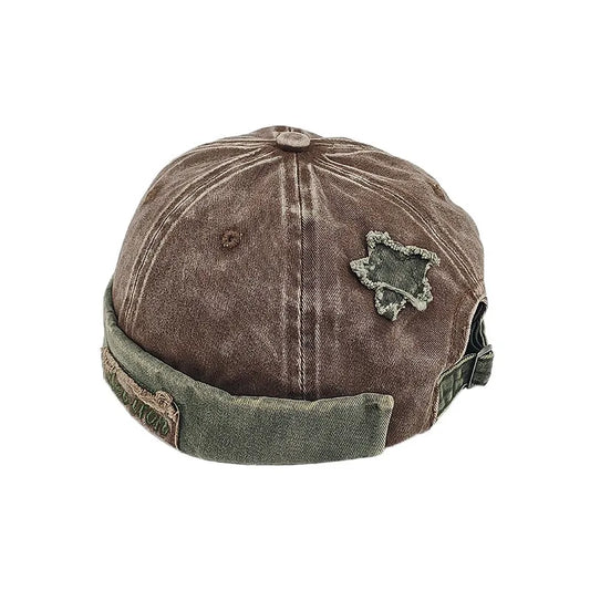 Devifon Men's Distressed Washed Cotton Docker Cap – Organic Cotton, Inner Sweatband, Adjustable Fit