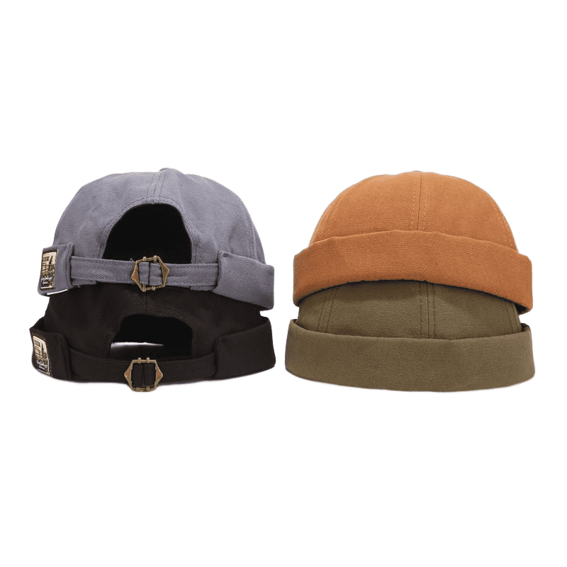 Dry Goods Men's Vintage-Style Cotton Docker Cap – Brimless Shape, 100% Cotton, Adjustable Fit