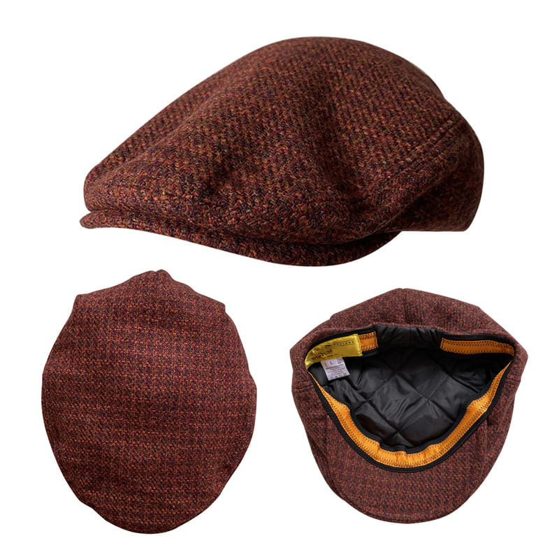 Durham Men's Plaid Wool Flat Cap – Wool, Plaid Pattern, Two Adjustable Sizes from 56 to 60 cm | Red