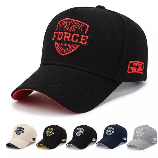 Force New York Men's Embroidered Cotton Baseball Cap – Front Badge Design, Adjustable Fit for 60–65 cm