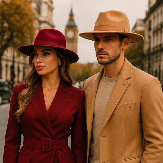 Men's Felt Blend Wide Brim Fedora Hat – Sleek Ribbon Band, Lightweight yet Durable, Adjustable 55–60 cm