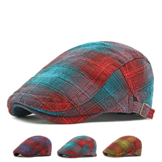 Ferguson Men's Tartan Cotton Ivy Flat Cap – 100% Organic Cotton, Cotton Sweatband, Adjustable 55–60 cm