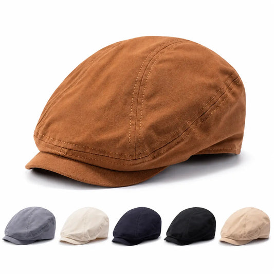 Finsbury Men's Oversize Gatsby Flat Cap – 100% Organic Cotton, Elastic Fit, Three Sizes from 56 to 64 cm