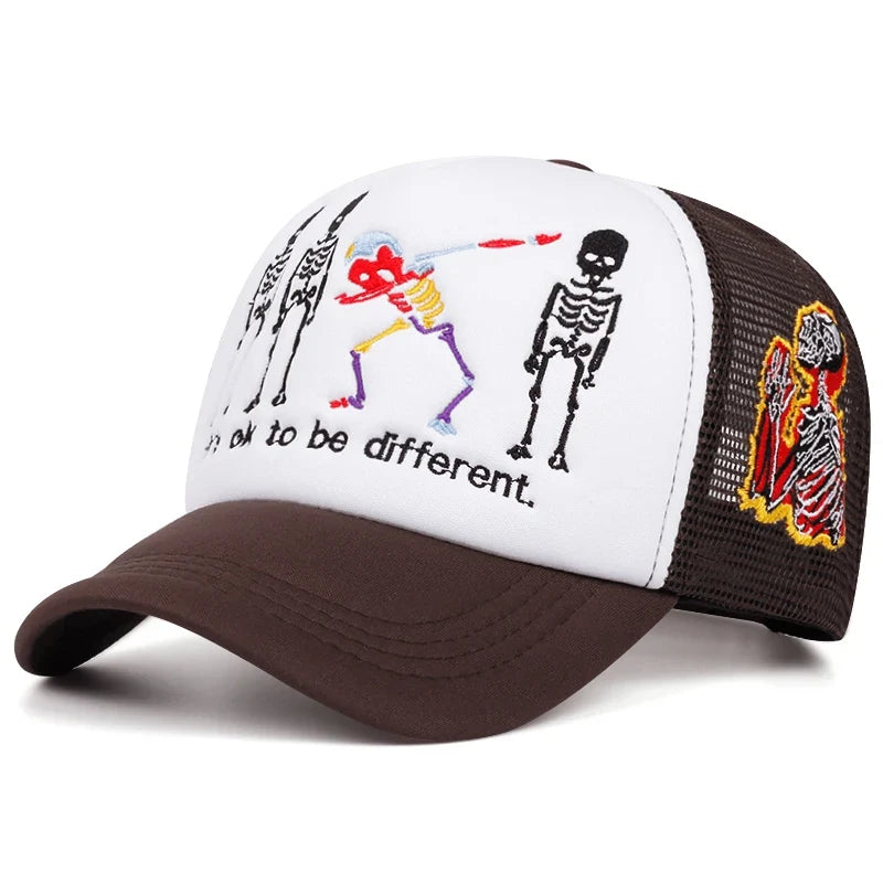 Five Skeleton Men's Embroidered Trucker Baseball Cap – view 7