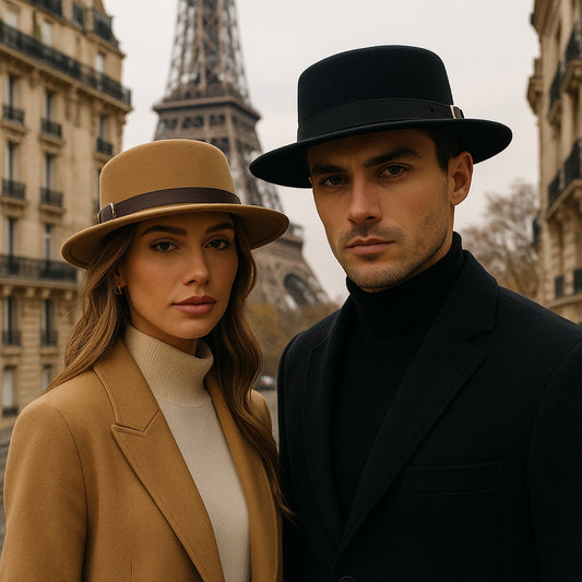 Men's Flat Crown Fedora Hat – Wool Blend with Refined Buckle Strap, Lightweight and Adjustable for All Seasons
