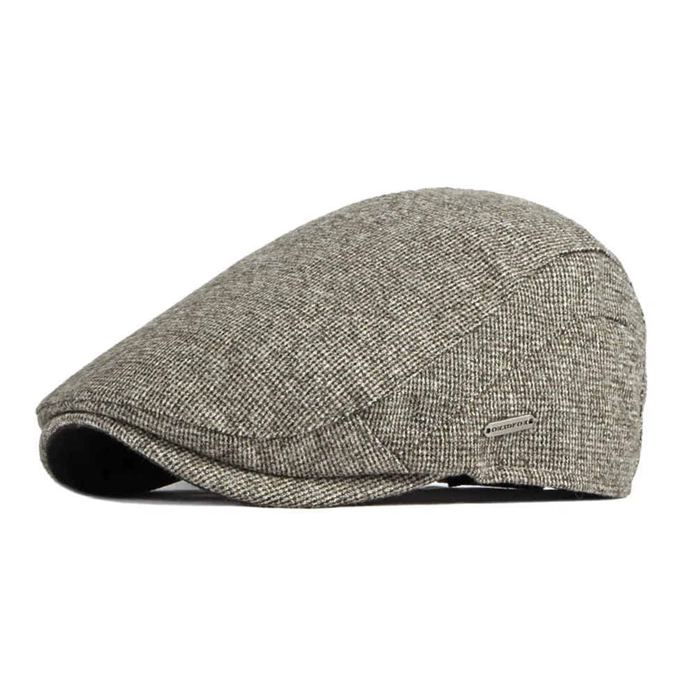 Men's Retro Knit Driver Flat Cap – Textured Woven Pattern, Thick Soft Knit for Winter Warmth