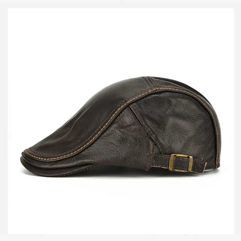 Freiburg Men's Genuine Leather Duckbill Flat Cap – 100% Cowhide Leather, Adjustable 55–60 cm Fit, 3 Colours