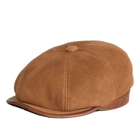 Frampton Men's Genuine Leather Newsboy Cap – 100% Sheepskin Leather, Full Crown, Three Sizes 55–60 cm
