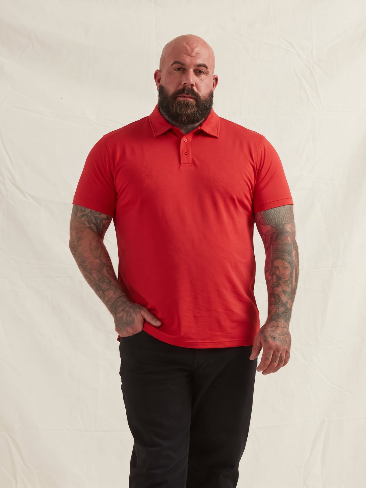 Men's Fitted Cotton Blend Jersey Polo Shirt – Butter-Soft Lightweight Fabric, Classic Side Seams | Baked Apple