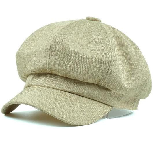 Genova Men's Plain Linen Newsboy Cap – 100% Linen, Breathable Summer Weight, 55–58 cm Fit