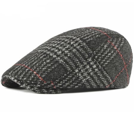 Gimont Men's Tartan Wool Flat Cap – Wool Fabric, Classic Tartan Check, Adjustable 55–60 cm Fit