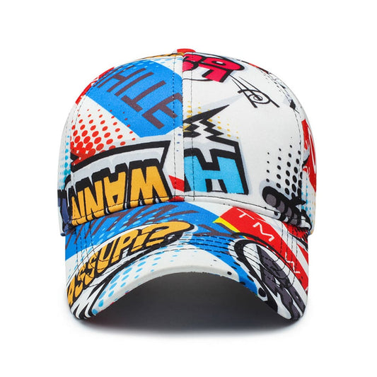 Graffiti Men's Cotton Baseball Cap in White – view 2