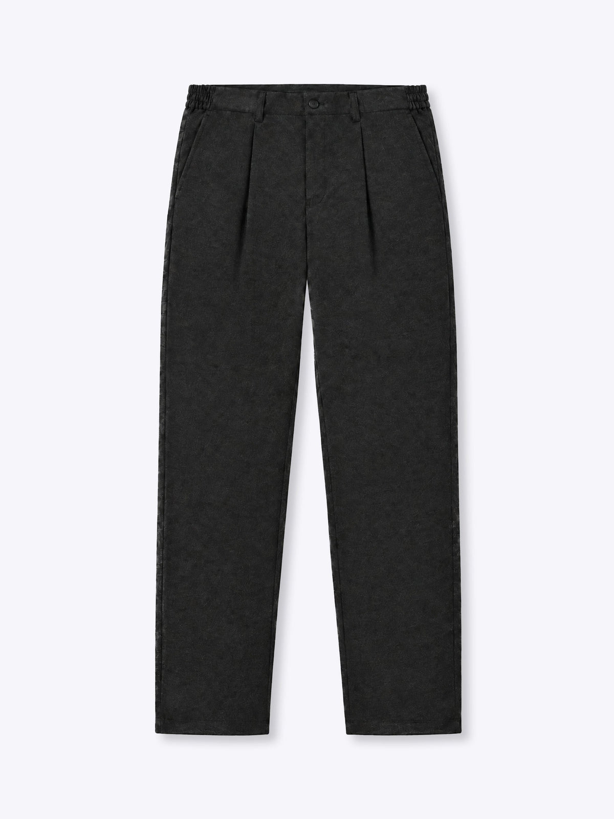 Men's Pleated Relaxed Wide-Leg Trousers – Soft Stretch Woven Fabric, Elevated Drape | Heather Charcoal